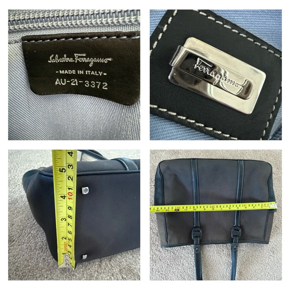 Salvatore Ferragamo Canvas Leather Tote Shoulder Bag